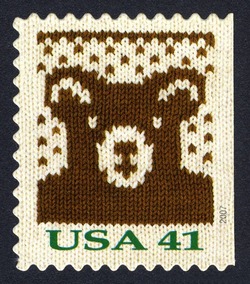 Bear - Booklet Single - Small Size United States Postage Stamp | Christmas Knits