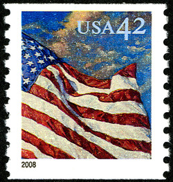 Flag at Dusk - Horizontal Imperforate United States Postage Stamp | Flags 24/7