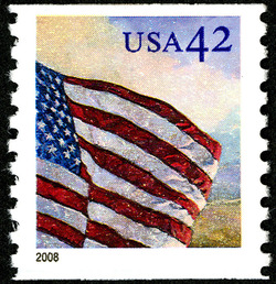 Flag at Dawn - Horizontal Imperforate United States Postage Stamp | Flags 24/7