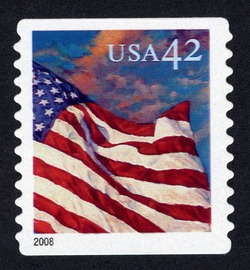 Flag at Dusk - Horizontal Imperforate - Self-adhesive - Rounded Corners United States Postage Stamp | Flags 24/7
