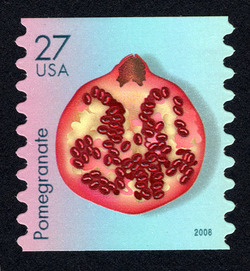 Pomegranate - Horizontal Imperforate United States Postage Stamp | Tropical Fruit