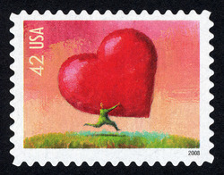 Man Carrying Heart United States Postage Stamp | Love