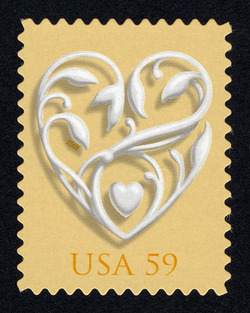Heart - Yellow Background United States Postage Stamp | Wedding