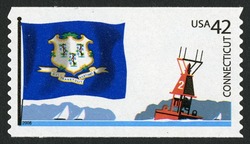 Connecticut Flag - Buoy United States Postage Stamp | Flags of Our Nation
