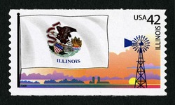 Illinois Flag - Windmill United States Postage Stamp | Flags of Our Nation