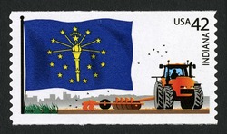 Indiana Flag - Tractor United States Postage Stamp | Flags of Our Nation