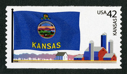 Kansas Flag - Farm Buildings United States Postage Stamp | Flags of Our Nation