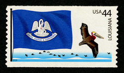Louisiana Flag - Brown Pelicans United States Postage Stamp | Flags of Our Nation