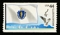 Massachusetts Flag - Sea Gulls United States Postage Stamp | Flags of Our Nation