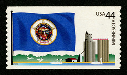 Minnesota Flag - Grain Elevator United States Postage Stamp | Flags of Our Nation