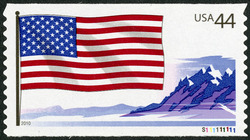 American Flag - Mountains United States Postage Stamp | Flags of Our Nation
