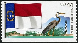 North Carolina Flag - Great Blue Heron United States Postage Stamp | Flags of Our Nation