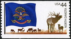 North Dakota Flag - Elk United States Postage Stamp | Flags of Our Nation
