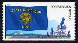 Oregon Flag - Mount Hood United States Postage Stamp | Flags of Our Nation