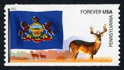 Pennsylvania Flag - White-tailed Deer United States Postage Stamp | Flags of Our Nation