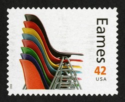 Stacking Chairs United States Postage Stamp | Charles and Ray Eames