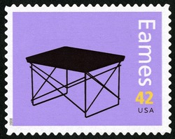 Wire-Base Table United States Postage Stamp | Charles and Ray Eames