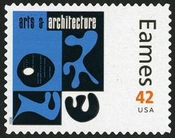Cover of California Arts and Architecture Magazine United States Postage Stamp | Charles and Ray Eames