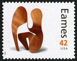 Molded Plywood Sculpture United States Postage Stamp | Charles and Ray Eames