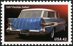 1957 Pontiac Safari United States Postage Stamp | 50s Fins and Chrome