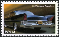 1957 Lincoln Premiere United States Postage Stamp | 50s Fins and Chrome