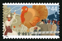 Cowboy and Turkey Balloon United States Postage Stamp | Thanksgiving Day Parade