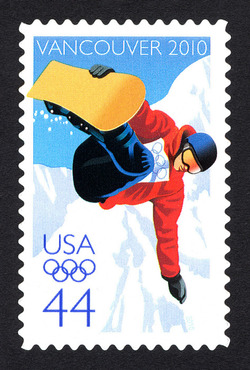 Vancouver Winter Olympics - Snowboarder United States Postage Stamp