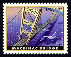 Mackinac Bridge - Priority Mail United States Postage Stamp