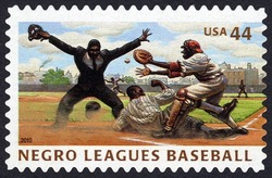 Play at the Plate United States Postage Stamp | Negro Leagues Baseball