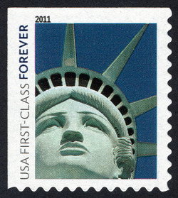 Lady Liberty - First-Class - Horizontal Imperforate - Perf 8.5 United States Postage Stamp | Lady Liberty - Flag