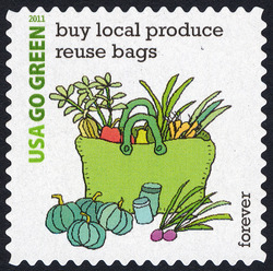 Buy Local Produce - Reuse Bags United States Postage Stamp | Go Green