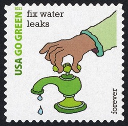 Fix Water Leaks United States Postage Stamp | Go Green
