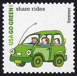 Share Rides United States Postage Stamp | Go Green