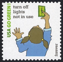 Turn Off Lights Not in Use United States Postage Stamp | Go Green