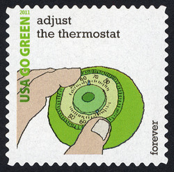 Adjust the Thermostat United States Postage Stamp | Go Green