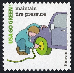 Maintain Tire Pressure United States Postage Stamp | Go Green