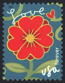 Red Flower United States Postage Stamp | Garden of Love