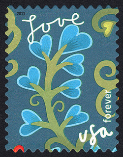 Small Blue Flowers United States Postage Stamp | Garden of Love