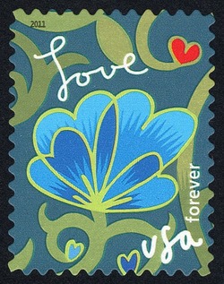 Large Blue Flower United States Postage Stamp | Garden of Love