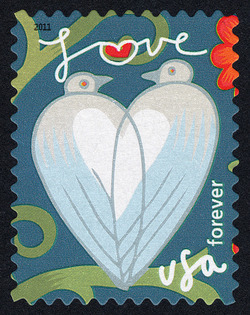 White Doves United States Postage Stamp | Garden of Love