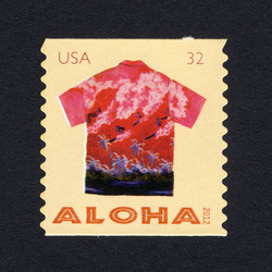 Red Surfers Aloha Shirt - Horizontal Imperforate United States Postage Stamp | Aloha Shirts