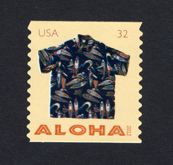 Black Surfers Aloha Shirt - Horizontal Imperforate United States Postage Stamp | Aloha Shirts