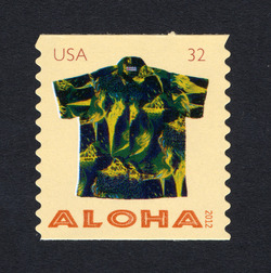 Black Kilauea Volcano Aloha Shirt - Horizontal Imperforate United States Postage Stamp | Aloha Shirts