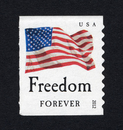 Freedom Flag - Horizontal Imperforate - Square Corners United States Postage Stamp | Four Flags
