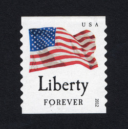 Liberty Flag - Horizontal Imperforate - Square Corners United States Postage Stamp | Four Flags