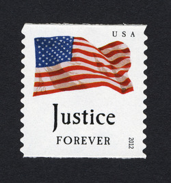Justice Flag - Horizontal Imperforate - Perf 11 United States Postage Stamp | Four Flags
