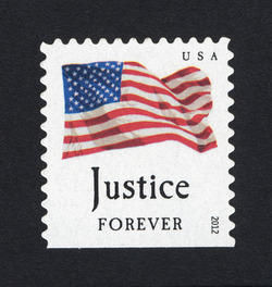 Justice Flag - Booklet Single - 18.5 Mm Wide United States Postage Stamp | Four Flags