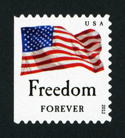 Freedom Flag - Booklet Single - Large Microprint United States Postage Stamp | Four Flags