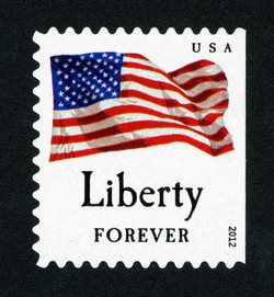 Liberty Flag - Booklet Single - Large Microprint United States Postage Stamp | Four Flags