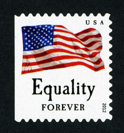 Equality Flag - Booklet Single - Large Microprint United States Postage Stamp | Four Flags